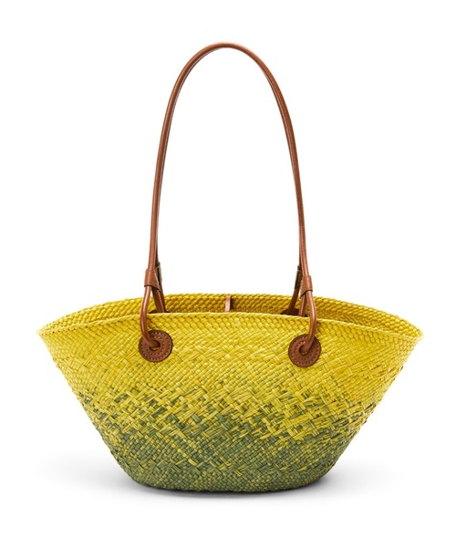 LOEWE（ロエベ）の「アナグラム バスケットバッグ (イラカヤシ＆カーフ)（かごバッグ・レディース・イエロー×グリーン・ONE SIZE）」の3枚目の写真