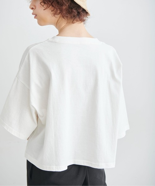 FREE'S MART(フリーズマート)の「◆カレッジロゴショート丈Tシャツ(Tシャツ/カットソー・レディース・イエロー/ホワイト/ブルー・FREE)」の6枚目の写真