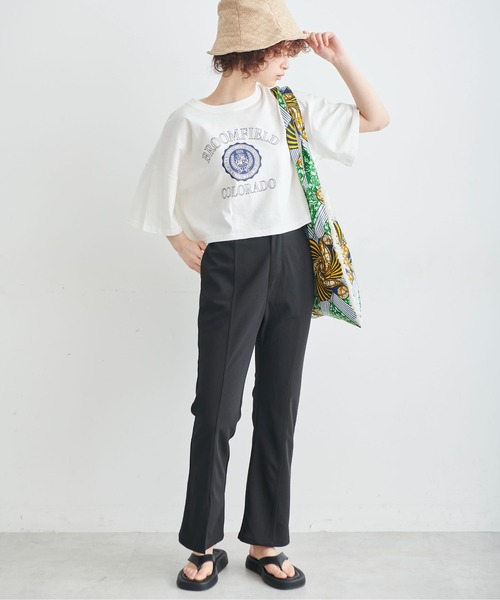 FREE'S MART(フリーズマート)の「◆カレッジロゴショート丈Tシャツ(Tシャツ/カットソー・レディース・イエロー/ホワイト/ブルー・FREE)」の9枚目の写真