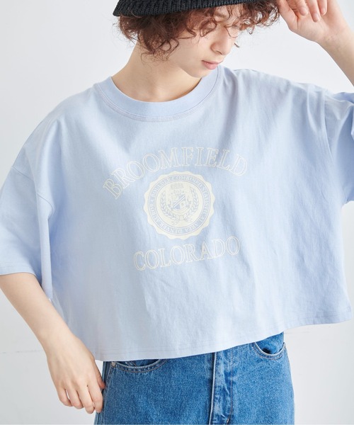 FREE'S MART(フリーズマート)の「◆カレッジロゴショート丈Tシャツ(Tシャツ/カットソー・レディース・イエロー/ホワイト/ブルー・FREE)」の10枚目の写真