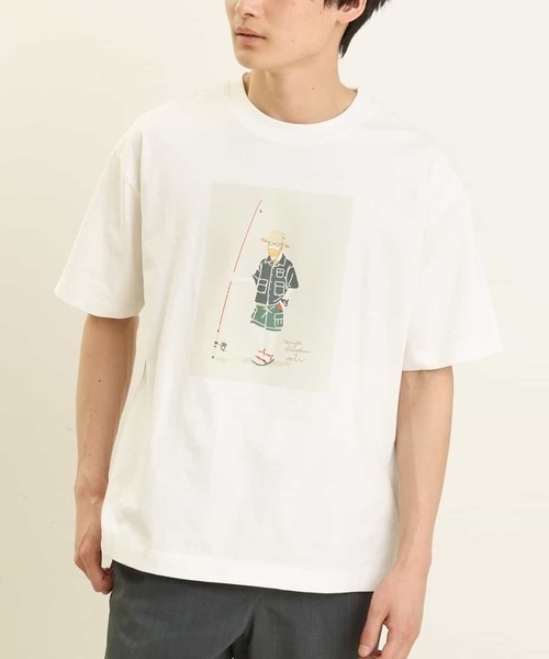 a.v.v(アーヴェヴェ)の「【コラボ】イラストレーターコラボワイドシルエットカットソー(Tシャツ/カットソー・メンズ・ホワイト/チャコールグレー・48/50/46/44)」の2枚目の写真