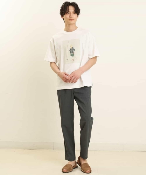 a.v.v(アーヴェヴェ)の「【コラボ】イラストレーターコラボワイドシルエットカットソー(Tシャツ/カットソー・メンズ・ホワイト/チャコールグレー・48/50/46/44)」の12枚目の写真