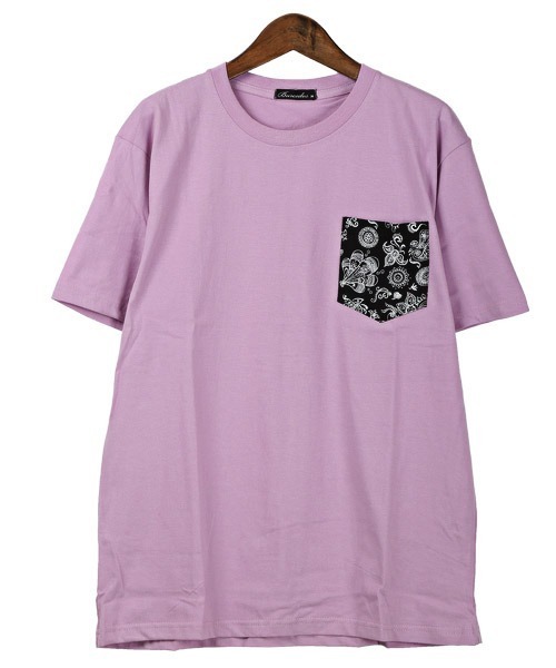 ペイズリー柄ポケットプリントTシャツ（Tシャツ/カットソー