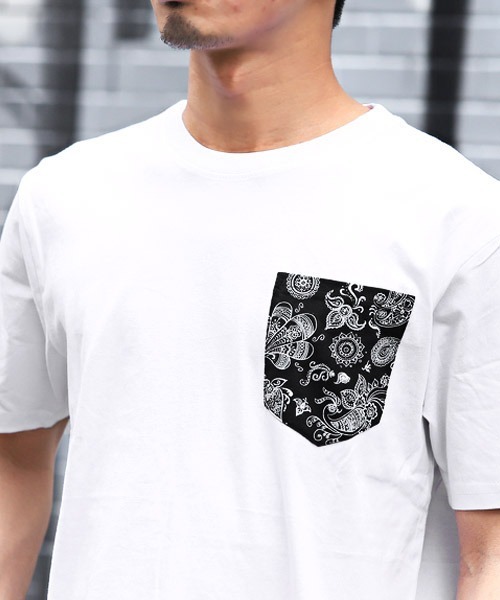 セール】ペイズリー柄ポケットプリントTシャツ（Tシャツ