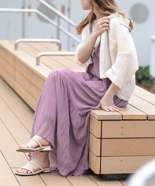 Bab(バブ)の「シワプリーツジャンパーワンピース(ワンピース・レディース・ブラック/パープル/オフホワイト・M)」の9枚目の写真