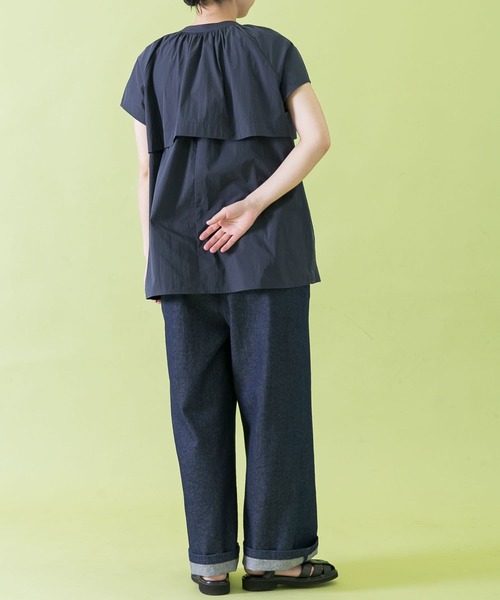 Uiscel（ユイセル）の「Uiscel　ヨークデザインフレンチスリーブブラウス（シャツ/ブラウス・レディース・ブラック/ネイビー・ONE）」の8枚目の写真