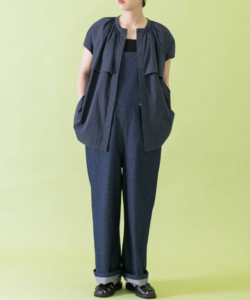 Uiscel（ユイセル）の「Uiscel　ヨークデザインフレンチスリーブブラウス（シャツ/ブラウス・レディース・ブラック/ネイビー・ONE）」の7枚目の写真