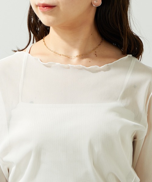 Chico(チコ)の「5分袖シアーメロートップス(Tシャツ/カットソー・レディース・アイボリー/ブラック/グリーン/ピンク/グレイッシュベージュ/グリーン系その他・FREE)」の8枚目の写真