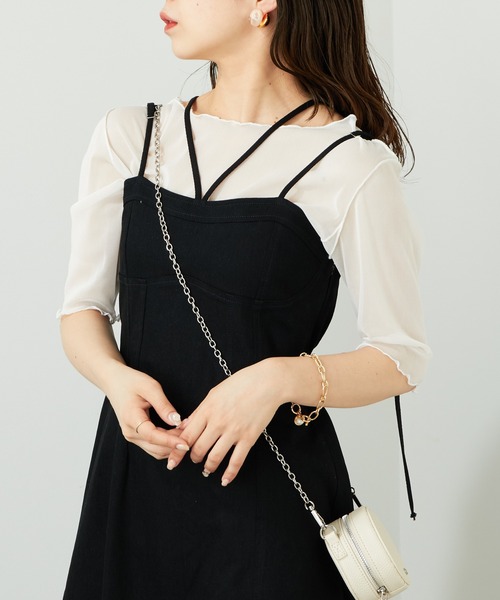 Chico(チコ)の「5分袖シアーメロートップス(Tシャツ/カットソー・レディース・アイボリー/ブラック/グリーン/ピンク/グレイッシュベージュ/グリーン系その他・FREE)」の19枚目の写真