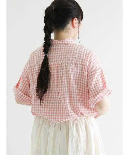Samansa Mos2（サマンサ モスモス）の「ぽこぽこギンガムチェックシャツ（シャツ/ブラウス・レディース・ブラック/ピンク/グレー/グリーン・ﾌﾘ-）」の18枚目の写真