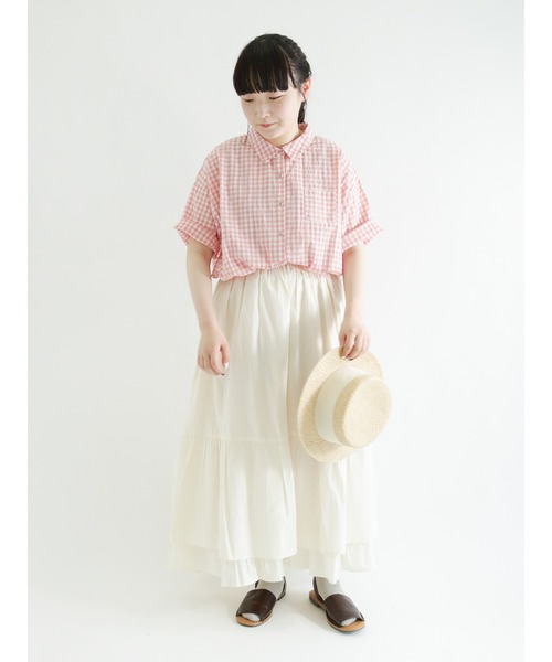 Samansa Mos2（サマンサ モスモス）の「ぽこぽこギンガムチェックシャツ（シャツ/ブラウス・レディース・ブラック/ピンク/グレー/グリーン・ﾌﾘ-）」の16枚目の写真