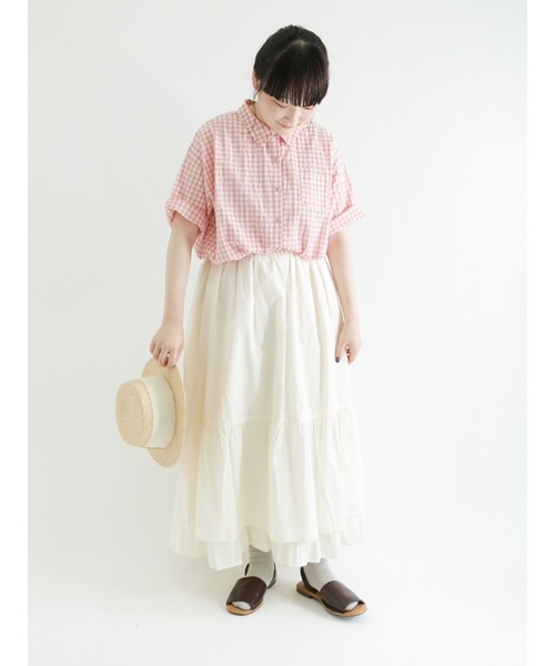 Samansa Mos2（サマンサ モスモス）の「ぽこぽこギンガムチェックシャツ（シャツ/ブラウス・レディース・ブラック/ピンク/グレー/グリーン・ﾌﾘ-）」の15枚目の写真