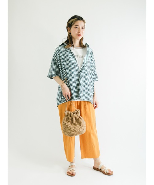 Samansa Mos2（サマンサ モスモス）の「ぽこぽこギンガムチェックシャツ（シャツ/ブラウス・レディース・ブラック/ピンク/グレー/グリーン・ﾌﾘ-）」の12枚目の写真