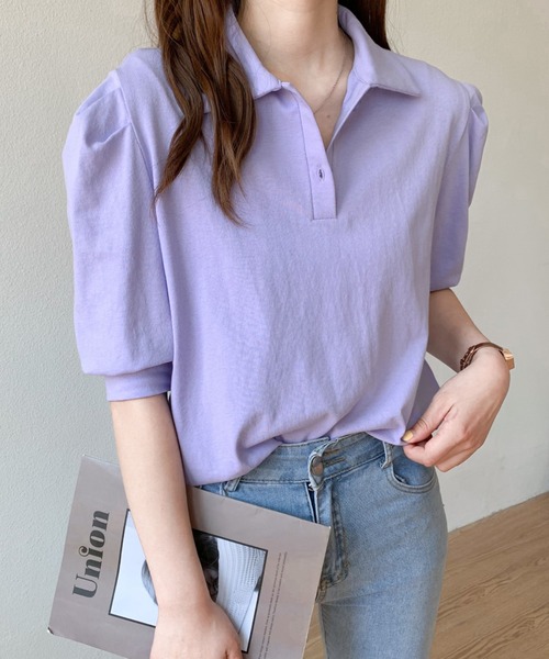 Diosfront(ディオスフロント)の「衿付パワーショルダーポロシャツ(Tシャツ/カットソー・レディース・ホワイト/ブラック/グレー/パープル・S/M)」の19枚目の写真