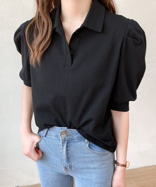 Diosfront(ディオスフロント)の「衿付パワーショルダーポロシャツ(Tシャツ/カットソー・レディース・ホワイト/ブラック/グレー/パープル・S/M)」の12枚目の写真