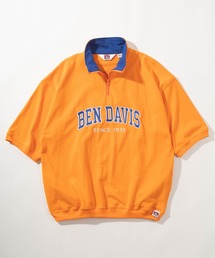 BEN DAVIS（ベンデイビス）の「【BEN　DAVIS/ベンデイビス】カレッジロゴワッペン ハーフジップ 半袖カットソー/ビッグシルエット（Tシャツ/カットソー）」