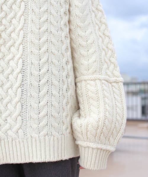 THE SHINZONE(ザ シンゾーン)の「THE SHINZONE/シンゾーン リンクケーブルニット LINK CABLE KNIT(ニット/セーター・レディース・ホワイト/カーキ・FREE)」の11枚目の写真