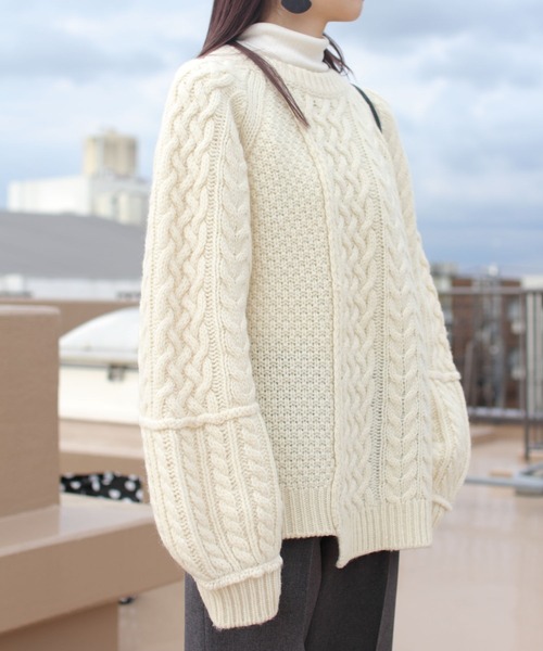 THE SHINZONE(ザ シンゾーン)の「THE SHINZONE/シンゾーン リンクケーブルニット LINK CABLE KNIT(ニット/セーター・レディース・ホワイト/カーキ・FREE)」の12枚目の写真