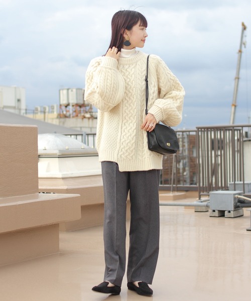 THE SHINZONE(ザ シンゾーン)の「THE SHINZONE/シンゾーン リンクケーブルニット LINK CABLE KNIT(ニット/セーター・レディース・ホワイト/カーキ・FREE)」の6枚目の写真
