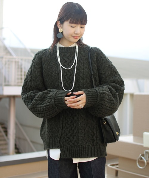 THE SHINZONE(ザ シンゾーン)の「THE SHINZONE/シンゾーン リンクケーブルニット LINK CABLE KNIT(ニット/セーター・レディース・ホワイト/カーキ・FREE)」の16枚目の写真