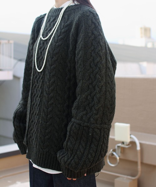 THE SHINZONE(ザ シンゾーン)の「THE SHINZONE/シンゾーン リンクケーブルニット LINK CABLE KNIT(ニット/セーター・レディース・ホワイト/カーキ・FREE)」の19枚目の写真