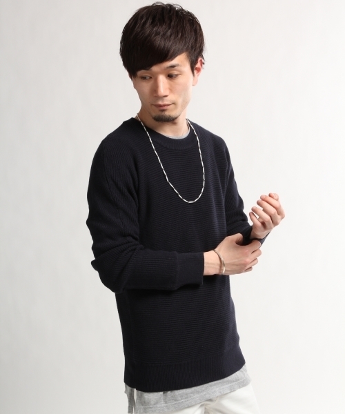 HARE（ハレ）の「シルクコンヨコアゼニットプルオーバー(HARE)（ニット/セーター・メンズ・オフホワイト/グレー/ブルー/ネイビー・SMALL/LARGE/MEDIUM）」の4枚目の写真