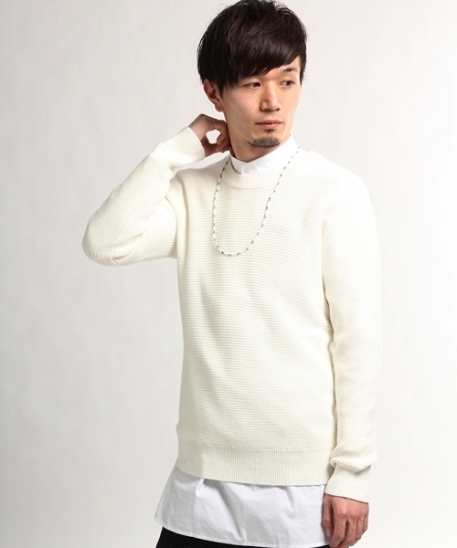 HARE（ハレ）の「シルクコンヨコアゼニットプルオーバー(HARE)（ニット/セーター・メンズ・オフホワイト/グレー/ブルー/ネイビー・SMALL/LARGE/MEDIUM）」の2枚目の写真
