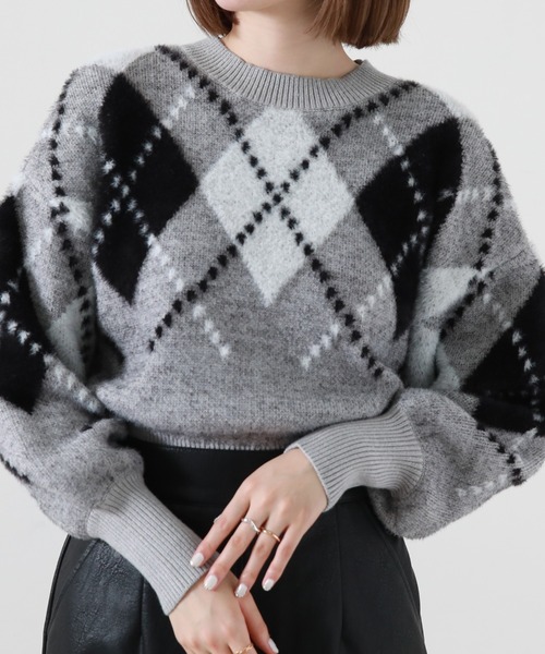 Cheek（チーク）の「アーガイルニットプルオーバー（ニット/セーター・レディース・グレー/ブルー/グリーン・MEDIUM）」の13枚目の写真