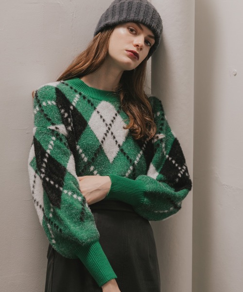 Cheek（チーク）の「アーガイルニットプルオーバー（ニット/セーター・レディース・グレー/ブルー/グリーン・MEDIUM）」の5枚目の写真