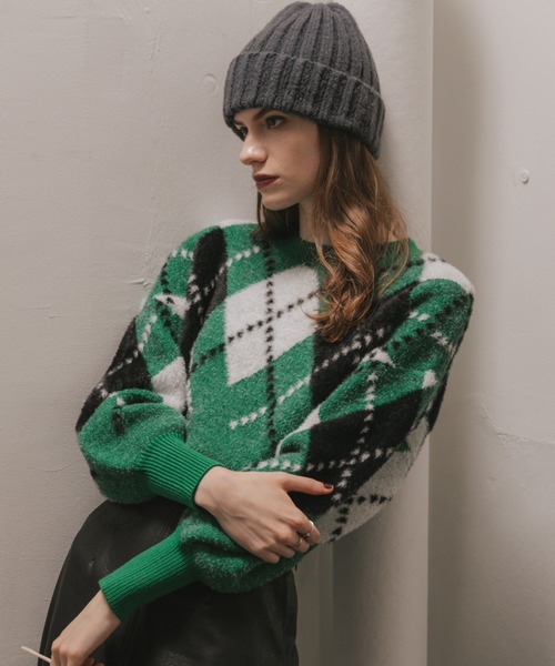 Cheek（チーク）の「アーガイルニットプルオーバー（ニット/セーター・レディース・グレー/ブルー/グリーン・MEDIUM）」の6枚目の写真