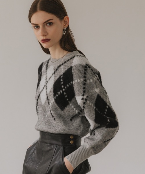 Cheek（チーク）の「アーガイルニットプルオーバー（ニット/セーター・レディース・グレー/ブルー/グリーン・MEDIUM）」の10枚目の写真