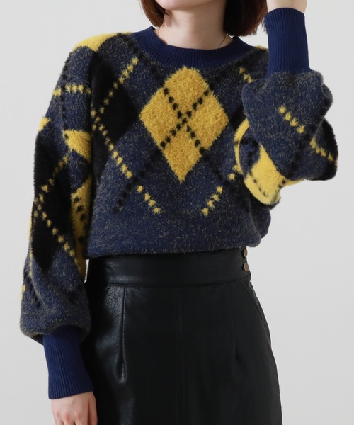 Cheek（チーク）の「アーガイルニットプルオーバー（ニット/セーター・レディース・グレー/ブルー/グリーン・MEDIUM）」の17枚目の写真