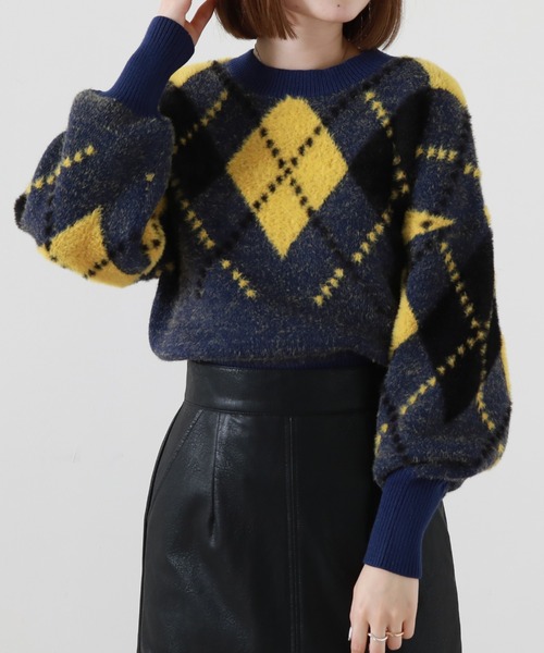 Cheek（チーク）の「アーガイルニットプルオーバー（ニット/セーター・レディース・グレー/ブルー/グリーン・MEDIUM）」の18枚目の写真