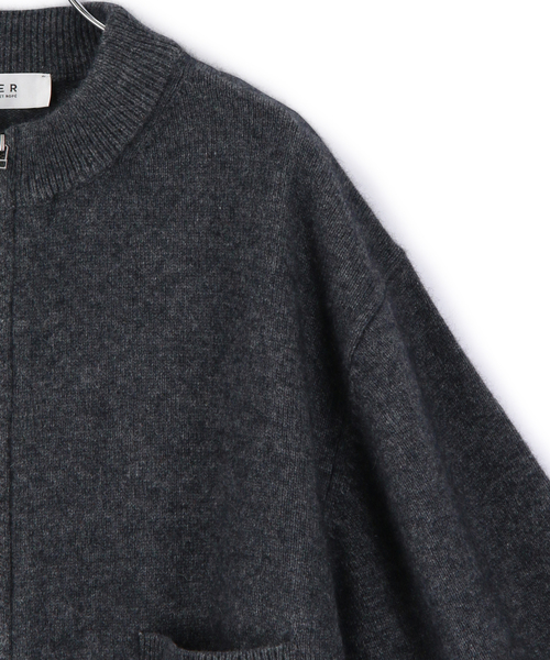 アダムエロペ　FOX WOOL カーディガン　グレー セール】【WEB限定(一部店舗展開あり)】FOX WOOLミックスジップ