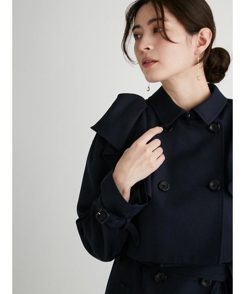 【極美品】セルフォード　CELFORD 3wayフリルトレンチコート　ネイビー 新品未使用 セルフォード 3WAYフリルトレンチコート ネイビー36 タグ