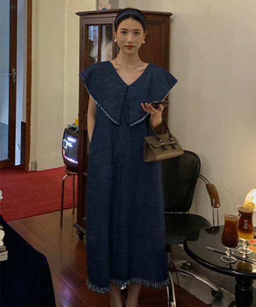 ELCY（エルシー）の「【ELCY】ビッグカラーデニムワンピース 