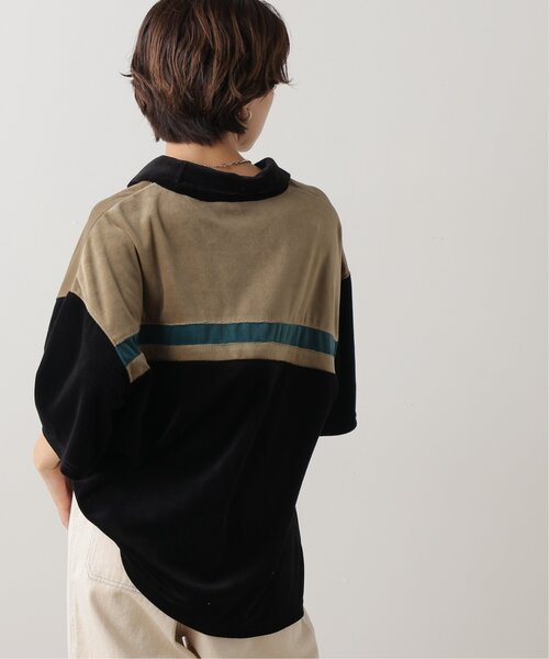 DOUBLE NAME(ダブルネーム)の「ベロアハーフZIP5分袖プルオーバー(Tシャツ/カットソー・レディース・キャメル/ブラック/杢グレー・FREE)」の21枚目の写真