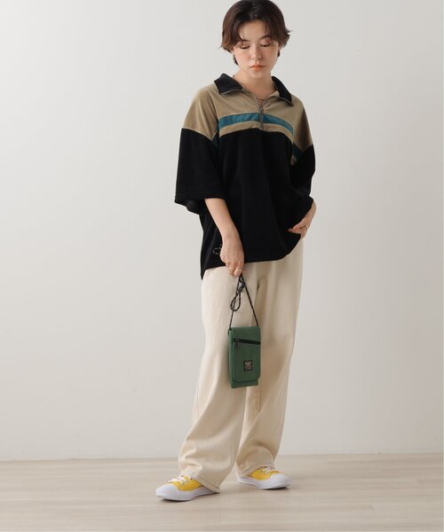 DOUBLE NAME(ダブルネーム)の「ベロアハーフZIP5分袖プルオーバー(Tシャツ/カットソー・レディース・キャメル/ブラック/杢グレー・FREE)」の18枚目の写真