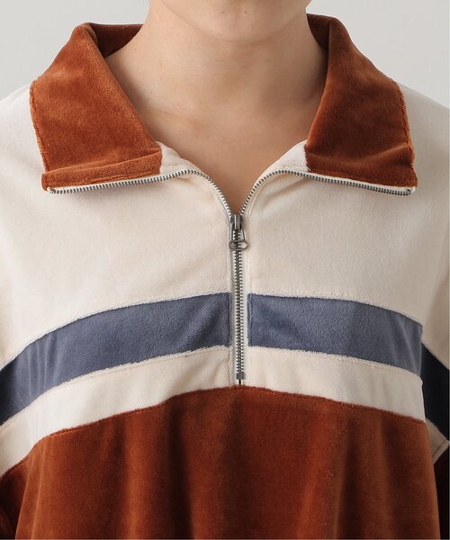 DOUBLE NAME(ダブルネーム)の「ベロアハーフZIP5分袖プルオーバー(Tシャツ/カットソー・レディース・キャメル/ブラック/杢グレー・FREE)」の5枚目の写真