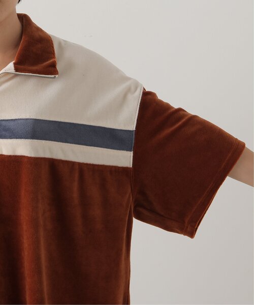 DOUBLE NAME(ダブルネーム)の「ベロアハーフZIP5分袖プルオーバー(Tシャツ/カットソー・レディース・キャメル/ブラック/杢グレー・FREE)」の13枚目の写真