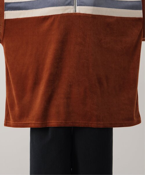 DOUBLE NAME(ダブルネーム)の「ベロアハーフZIP5分袖プルオーバー(Tシャツ/カットソー・レディース・キャメル/ブラック/杢グレー・FREE)」の8枚目の写真