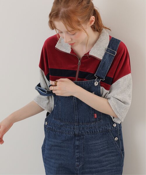 DOUBLE NAME(ダブルネーム)の「ベロアハーフZIP5分袖プルオーバー(Tシャツ/カットソー・レディース・キャメル/ブラック/杢グレー・FREE)」の6枚目の写真