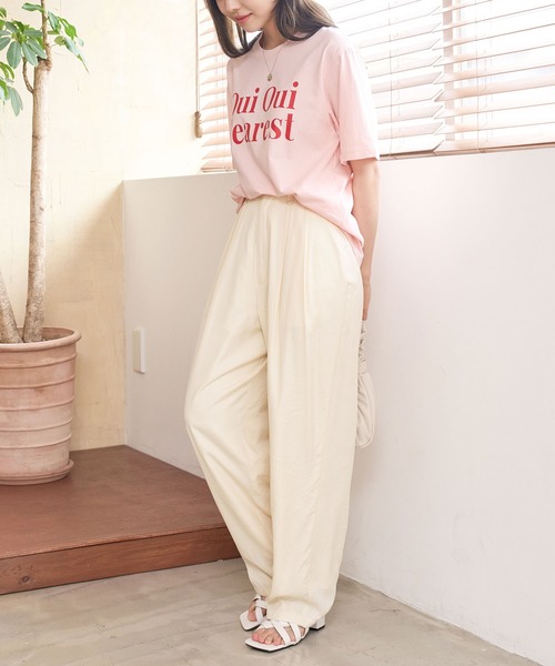 CHAN ME(チャンミ)の「サテンポプリンタックワイドパンツ(その他パンツ・レディース・ライトブルー/ブラック/クリーム・FREE)」の11枚目の写真