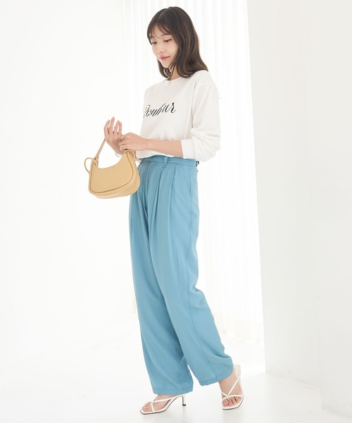 CHAN ME(チャンミ)の「サテンポプリンタックワイドパンツ(その他パンツ・レディース・ライトブルー/ブラック/クリーム・FREE)」の10枚目の写真