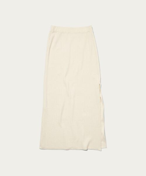 ASTRAET(アストラット)の「<ASTRAET>C/P ブークレー スリット リブ マキシスカート(スカート・レディース・ブラック/オフホワイト/ダークグレー・FREE)」の17枚目の写真