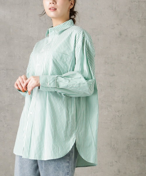 NAVY(ネイビー)の「ビッグシルエット長袖ストライプシャツ(シャツ/ブラウス・レディース・ブラック/レッド/グリーン/ブルー・フリー)」の3枚目の写真