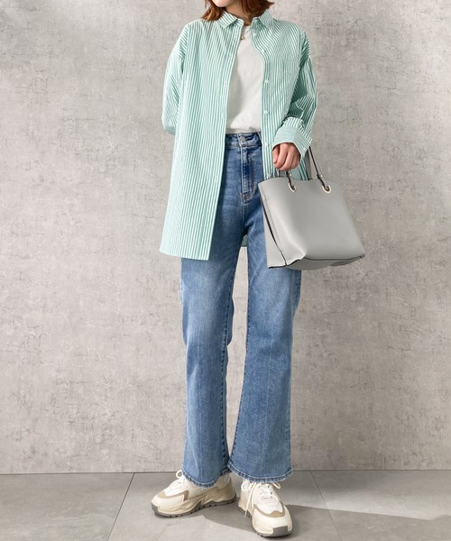 NAVY(ネイビー)の「ビッグシルエット長袖ストライプシャツ(シャツ/ブラウス・レディース・ブラック/レッド/グリーン/ブルー・フリー)」の18枚目の写真