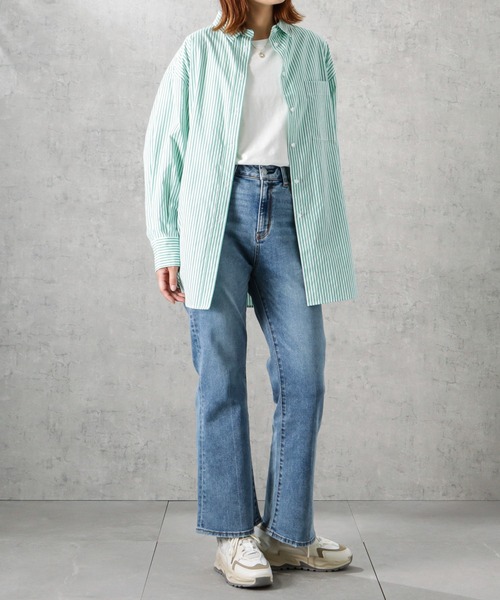 NAVY(ネイビー)の「ビッグシルエット長袖ストライプシャツ(シャツ/ブラウス・レディース・ブラック/レッド/グリーン/ブルー・フリー)」の19枚目の写真
