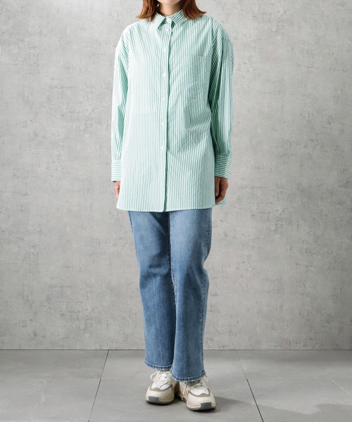 NAVY(ネイビー)の「ビッグシルエット長袖ストライプシャツ(シャツ/ブラウス・レディース・ブラック/レッド/グリーン/ブルー・フリー)」の20枚目の写真