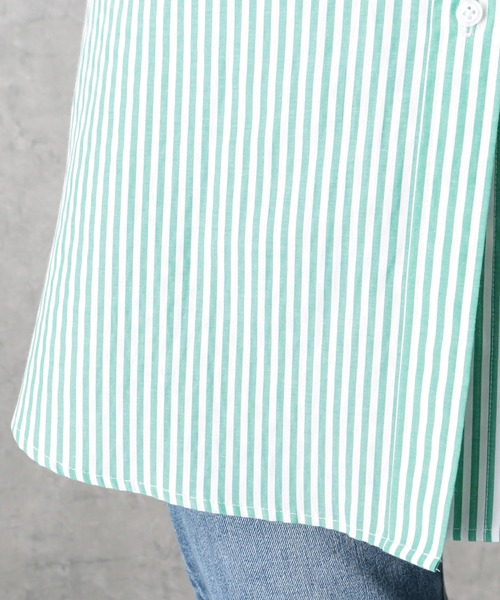 NAVY(ネイビー)の「ビッグシルエット長袖ストライプシャツ(シャツ/ブラウス・レディース・ブラック/レッド/グリーン/ブルー・フリー)」の8枚目の写真